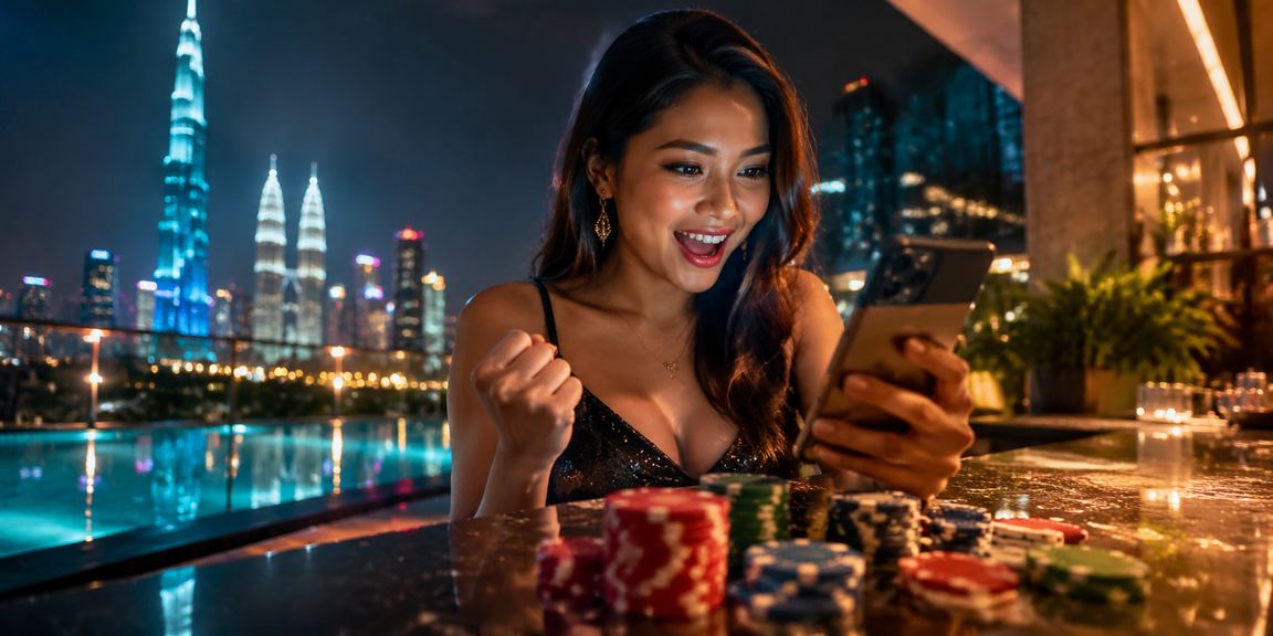 Pemain poker dalam talian di Kuala Lumpur menggunakan telefon pintar
